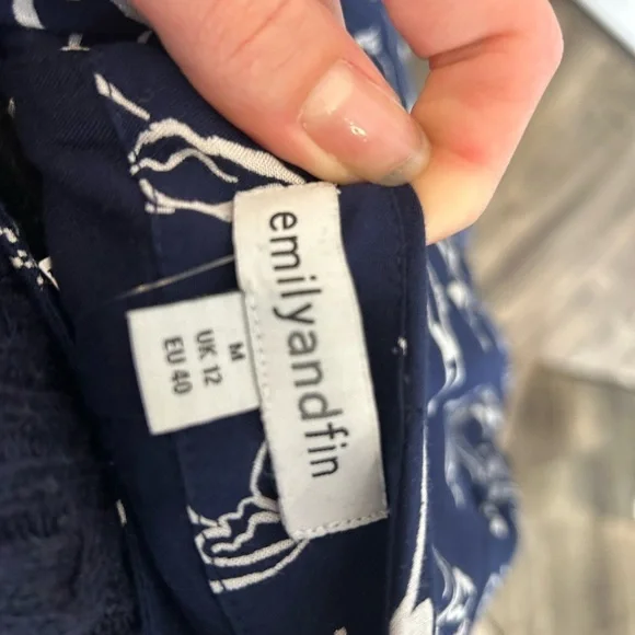 EMILY & FIN EFFY TUNIC DRESS CITY DOGS daschund navy blue long sleeve M - Picture 5 of 7